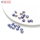 MEIBEADS 30 шт.лот бусины сглаза ручной работы, бусины голубой глаз, золотистые соединители, латунный ободок, браслет, ожерелье, подвески UF5685