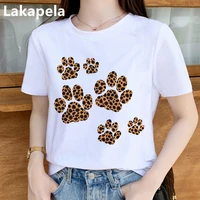 funny cat dog paw animal print t shirt top women summer fashion harajuku tshirt tops base o neck white tee short woman t shirts
