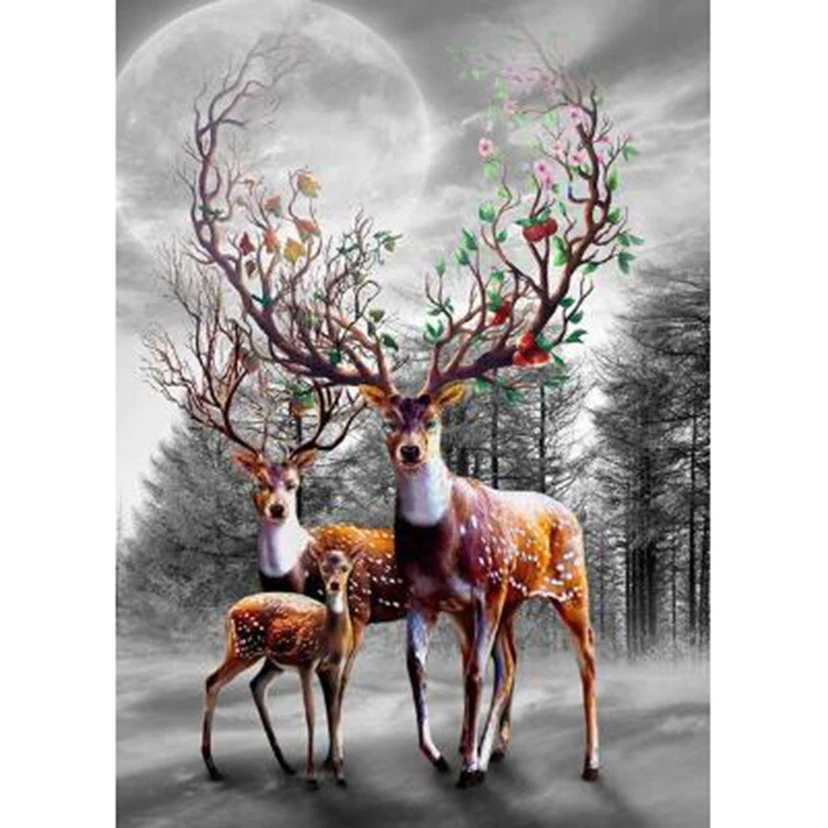 

Diamond Painting Square/Round Diamond 5D DIY Animal Painting Three Fawns Beautiful Pictures Cross Stitch Mosaic Decoration TX925
