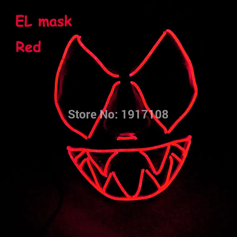 mask 21 Лидер продаж EL Wire светящаяся маска Nenon светильник костюм маска светодиодный Вечерние Маски для страшной тематики косплей маска украшение - Цвет: mask 21