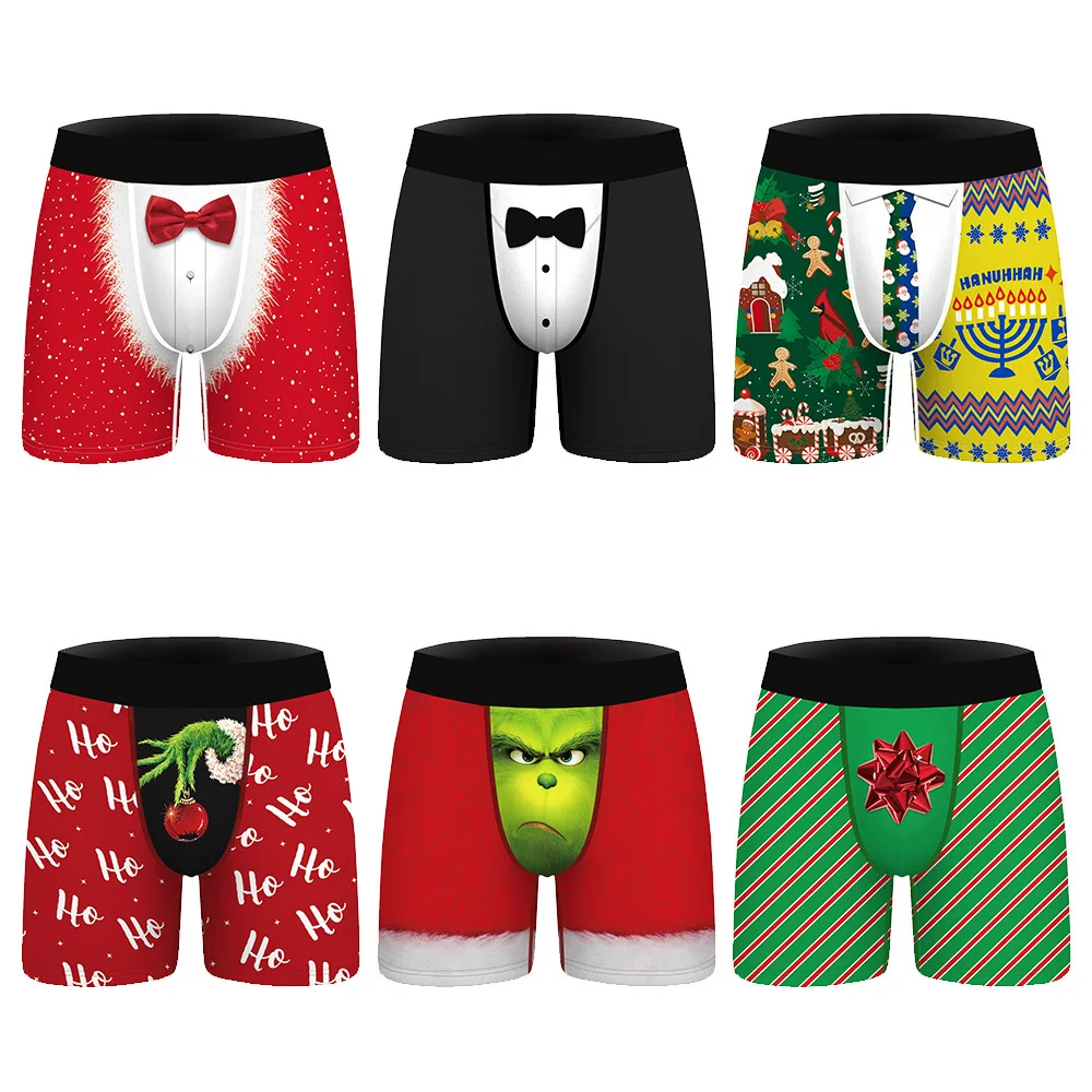 

Christmas Digital Printing Men’s Breathable Briefs for Daily Wear Comfortable Sterile Boxer Briefs Costume Underwear Underpants