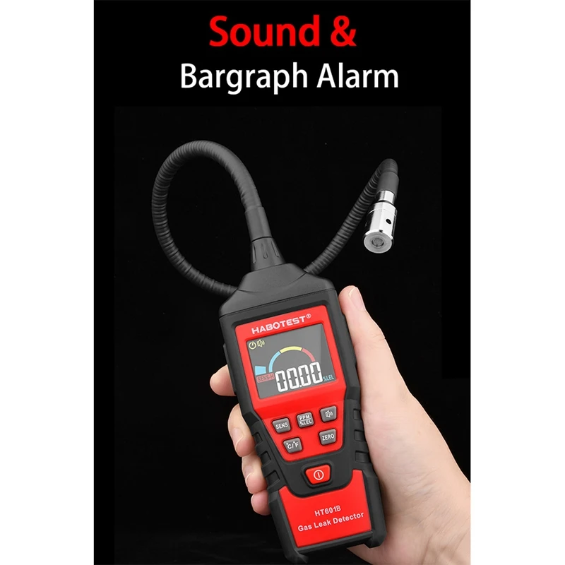 

HABOTEST Combustible Gas Detector Gas Analyzer Sensor Natural Gas Test with Alarm for Home Portable Handheld HT601B