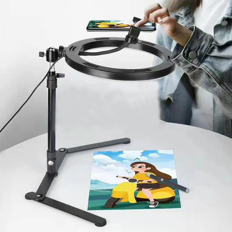 Ring Light Lamp Live COOK 26CM Photography Lighting Phone Ringlight Tripod Stand Photo Led Selfie Bluetooth