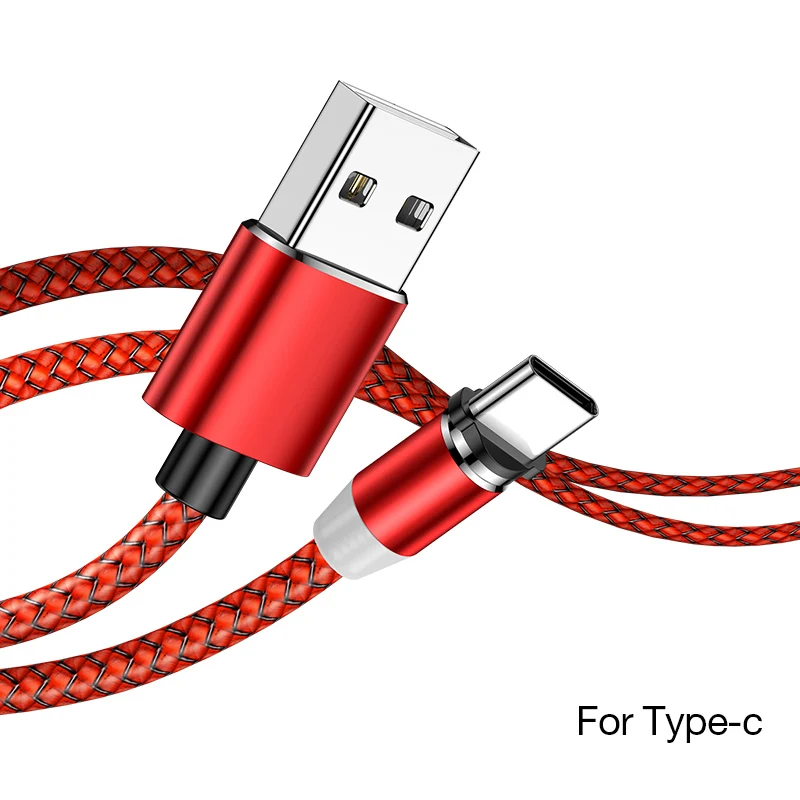 Red For Type C Магнитный светодиодный кабель MADATA Micro usb type C, магнитный usb-кабель для зарядки iPhone 11X7 8 XS Max XR huawei samsung xiaomi LG - Цвет: Red For Type C