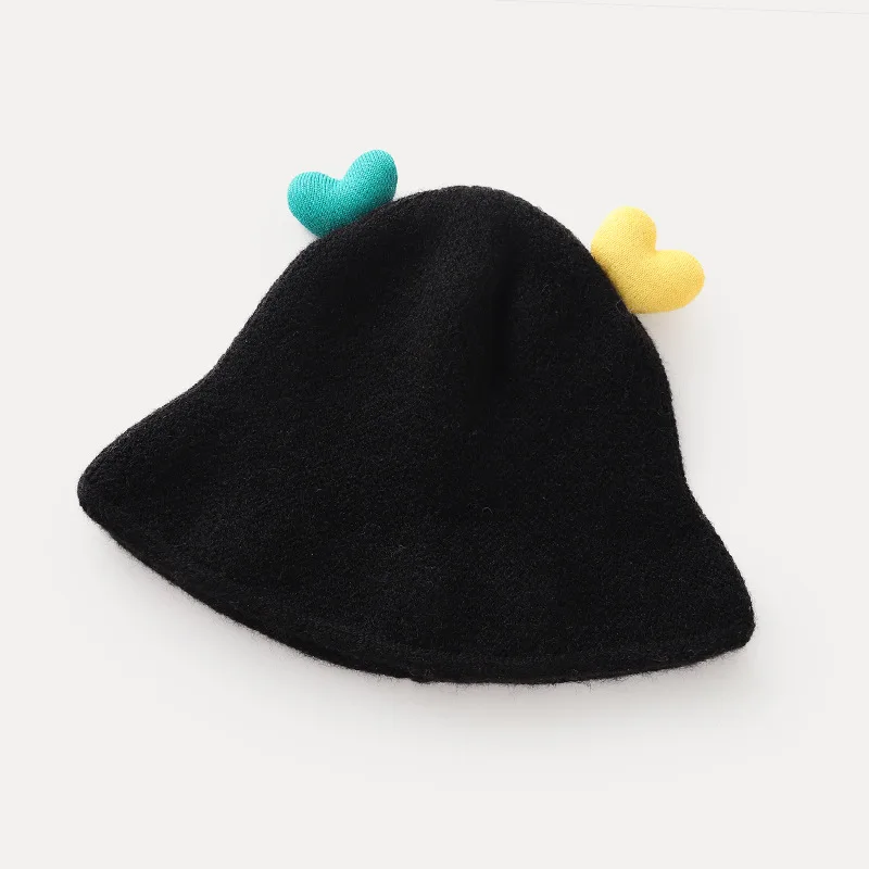 

Children's Solid Color Knitted Hat Korean Version Of The Autumn And Winter Love Fisherman Hat Baby Hat Boys And Girls Warm Hat