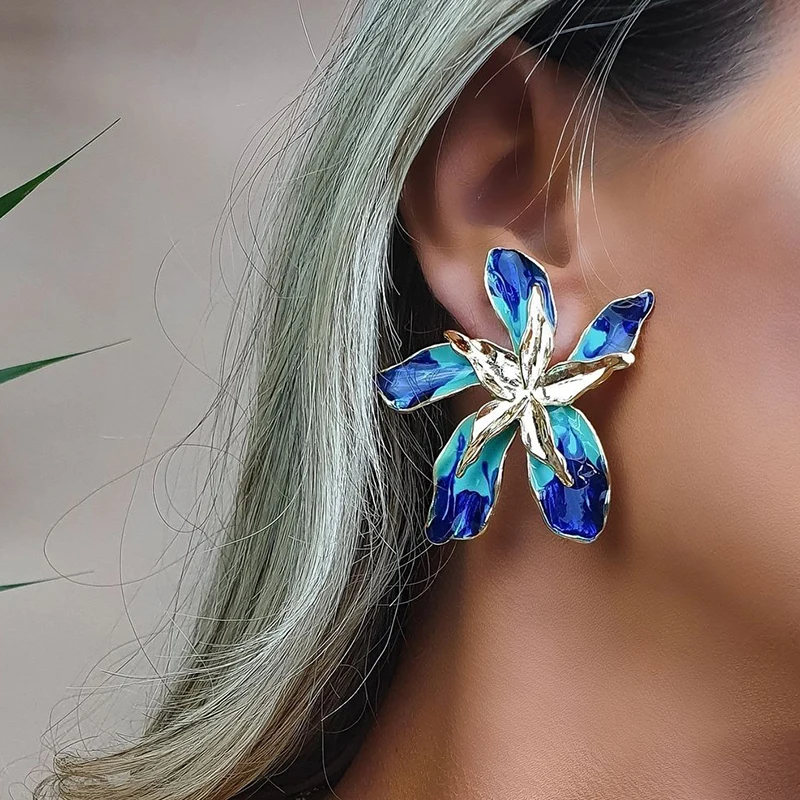 

Docona Elegance Gold Big Flower Drop Dangle Earring for Women Trendy Metal Floral Geometry Party Jewelry Gift серьги 3839
