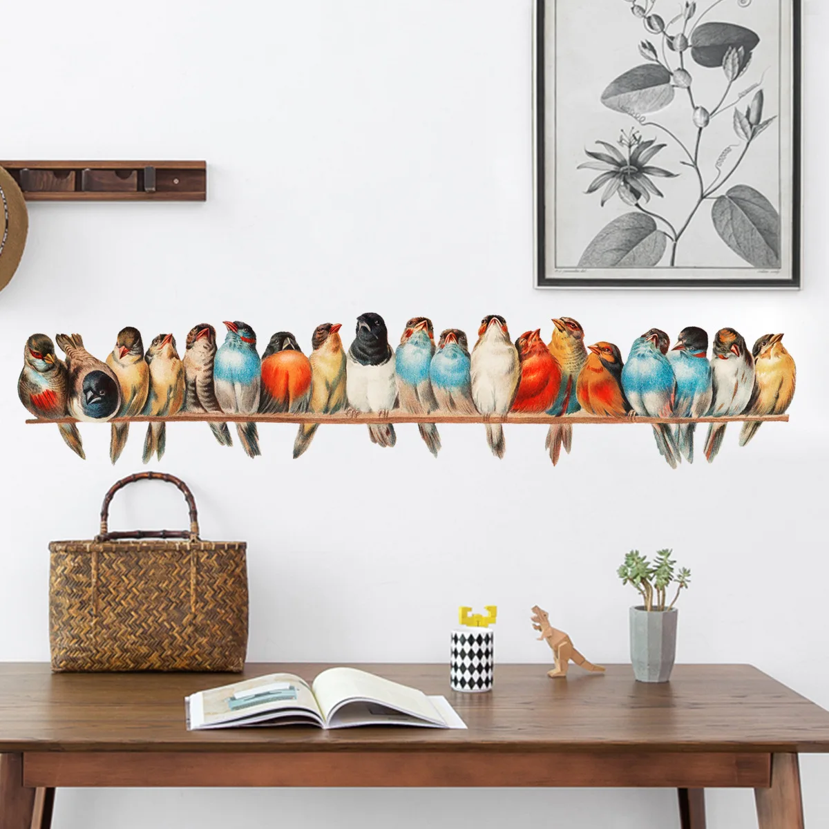

Wire Birds Creative Wall Sticker Bedroom Living Room Stickers Wall Decor Self-Adhesive Entrance Decoration Home Decor Stickers