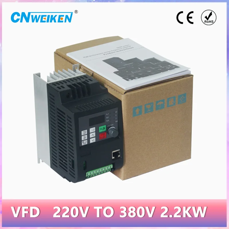 

NEW! 2.2kw Single Phase AC220V to 3 Phase AC380V Frequency Inverter VFD Adjustable Speed Drive CNC Spindle motor