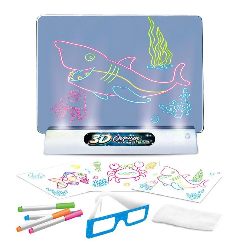 3D Drawing Board LED Light Effects Puzzle Magic Pad Kids Painting Educational Toys Graffiti Lighting Children Gift | Канцтовары для
