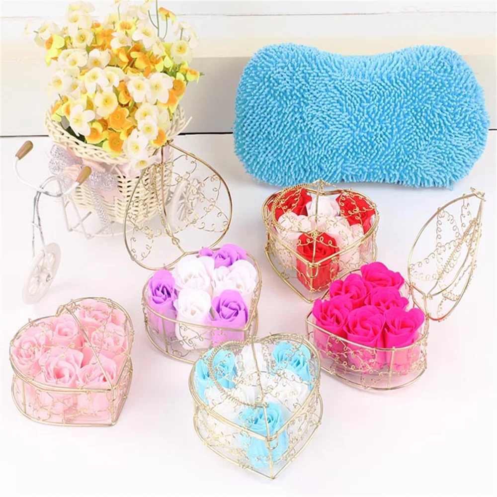 Мыло в форме цветка розы 6 шт./компл. смешанные цвета сердца ароматизированное