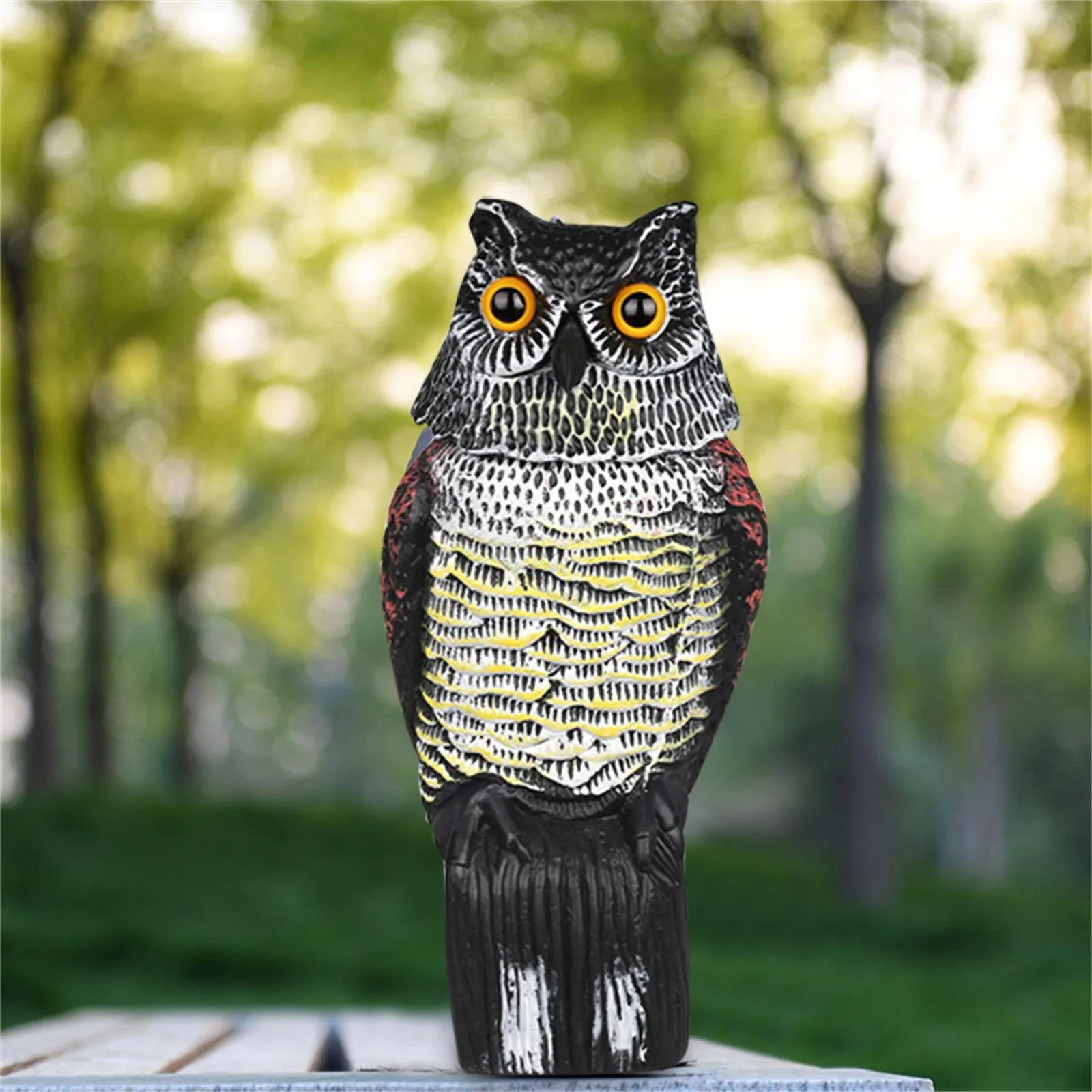 

Realistic Bird Scarer Rotating Head Sound Owl Prowler Decoy Protection Repellent Pest Control Scarecrow Garden Yard Move