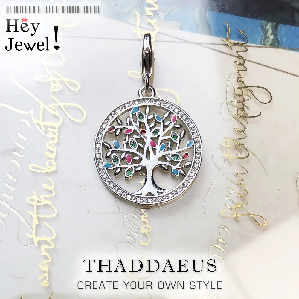 

Real 925 Sterling Silver Fashion Jewelry Colorful Tree Pendant Charm Fit Necklace Bracelet for Women Drop Shipping Wholesale