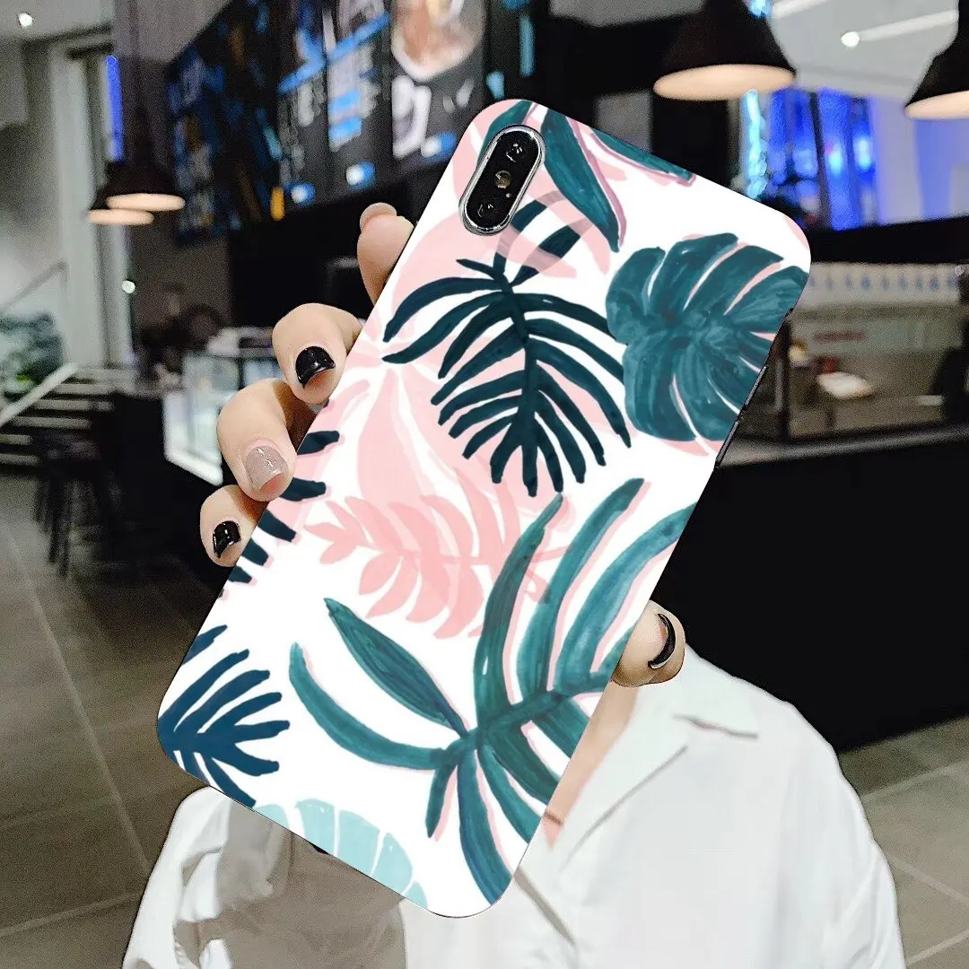 Силиконовый чехол с зелеными акварельными тропическими листьями для Samsung Galaxy A10