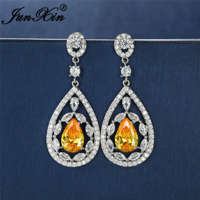 Висячие серьги в богемном стиле с кристаллами форме капли воды для женщин белые