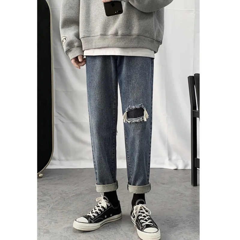 Весна и осень 2020 новые молодежные Популярные парные облегающие джинсы модные