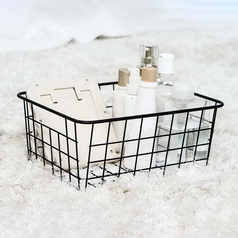 

4 Pack Iron Storage Basket Stand Small Size for Home Office Metal Storage Organizer Basket Art Wrought Storage Basket