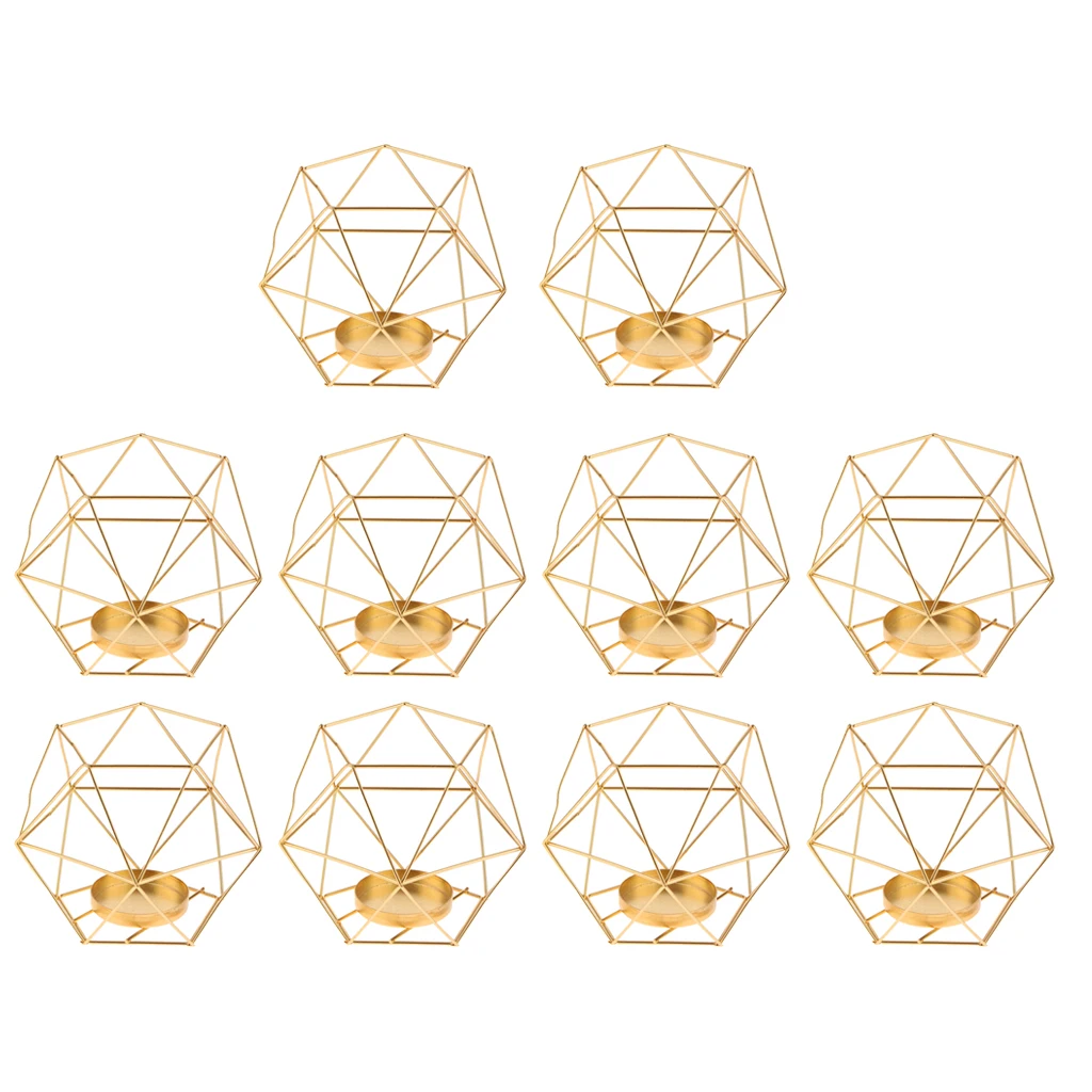 

10x Iron Wire 3D Geometric Mood Light Tealight Candle Holder Wedding Party