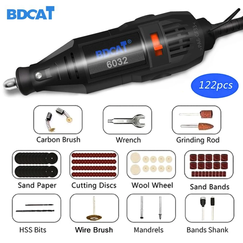 Электрическая шлифовальная машинка BDCAT 180 Вт мини дрель вращающийся инструмент