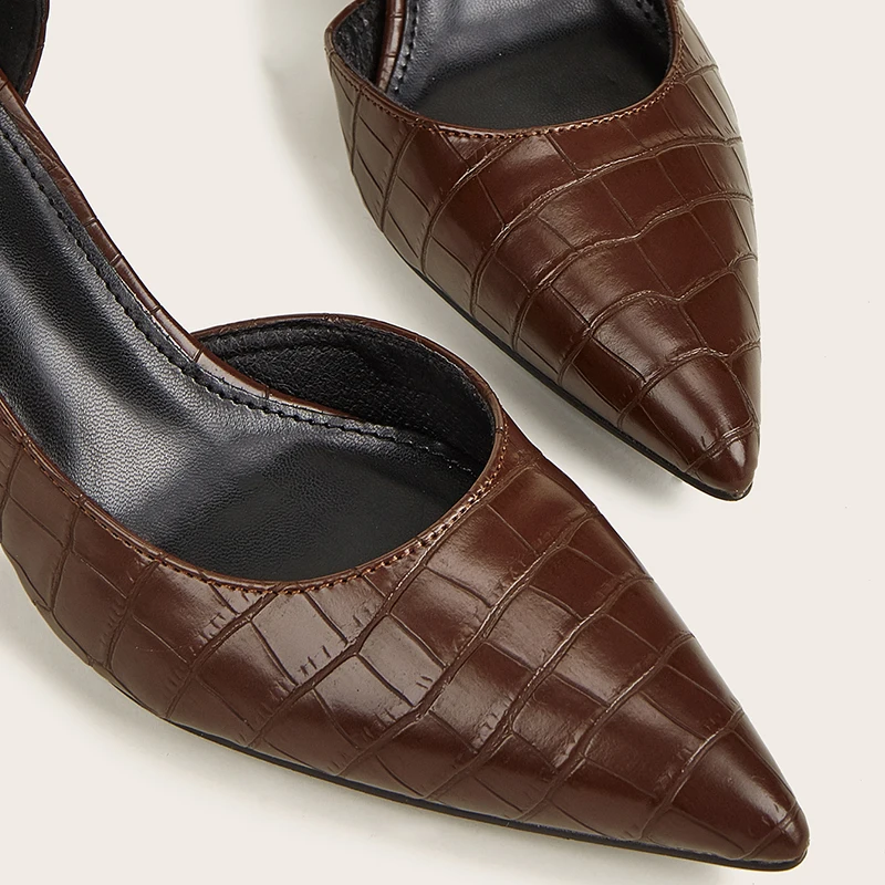 Туфли-лодочки женские на высоком каблуке босоножки без застежки заостренный