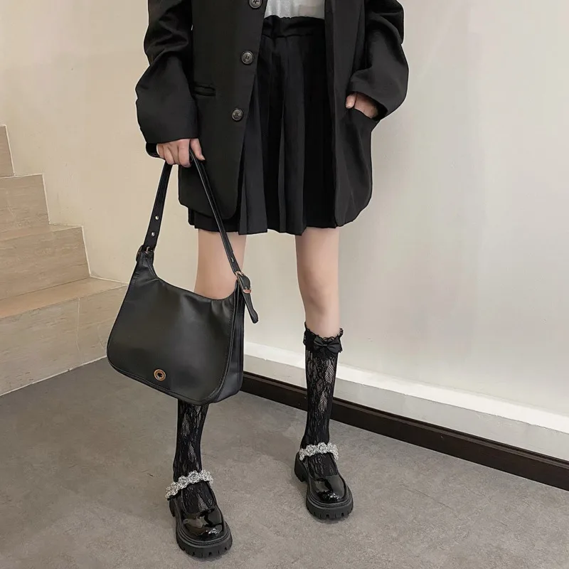 

Small leather shoes women's British style new black crystal thick soled Mary Jane single shoes in Cute shoes Dinner shoes