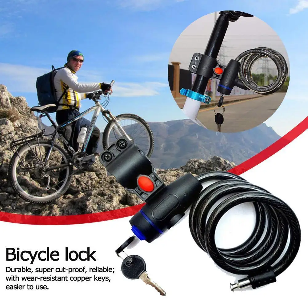 

1pcs Universal Bike Lock Anti-theft With 2 Keys For Bicycle Motorcycle Steel Rope Security Cable Lock Lockers N5q2