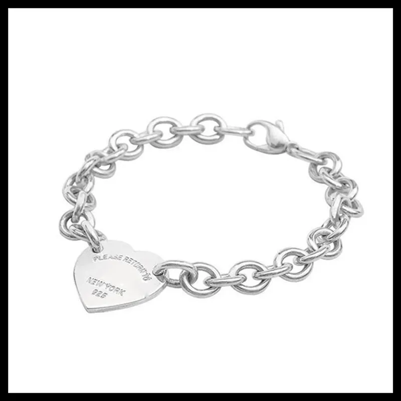 

Pulsera de plata esterlina para hombres y mujeres, pulsera colgante de corazón de mujer S925, deslumbrante, regalo de pareja