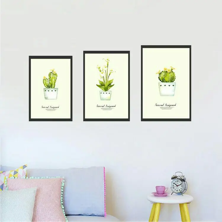 Настенная картина с зелеными листьями для украшения дома в скандинавском стиле