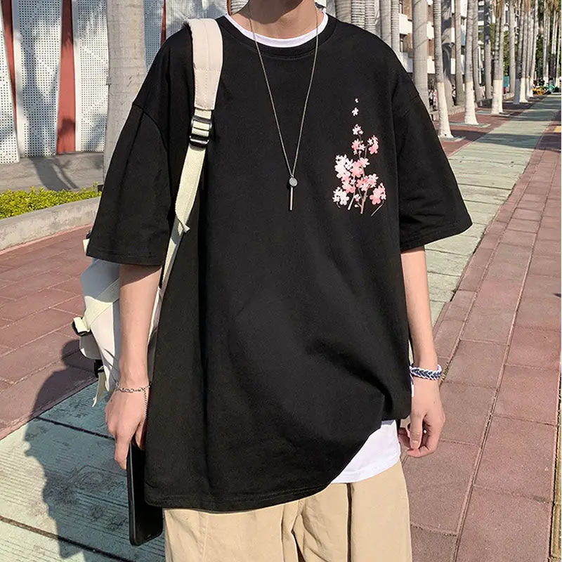 Футболка мужская с цветочным принтом забавная уличная одежда в стиле Харадзюку