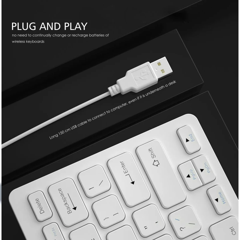 B.O.W Мини Проводная клавиатура для ПК компьютера/ноутбука маленькая usb тонкая с