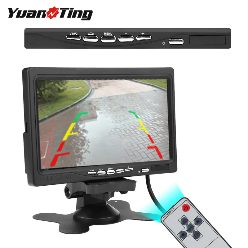 YuanTing 7 ''TFT ЖК-дисплей монитор 800X480 разрешение экран с кронштейном дистанционного управления и 2 AV вход для автомобильной резервной камеры