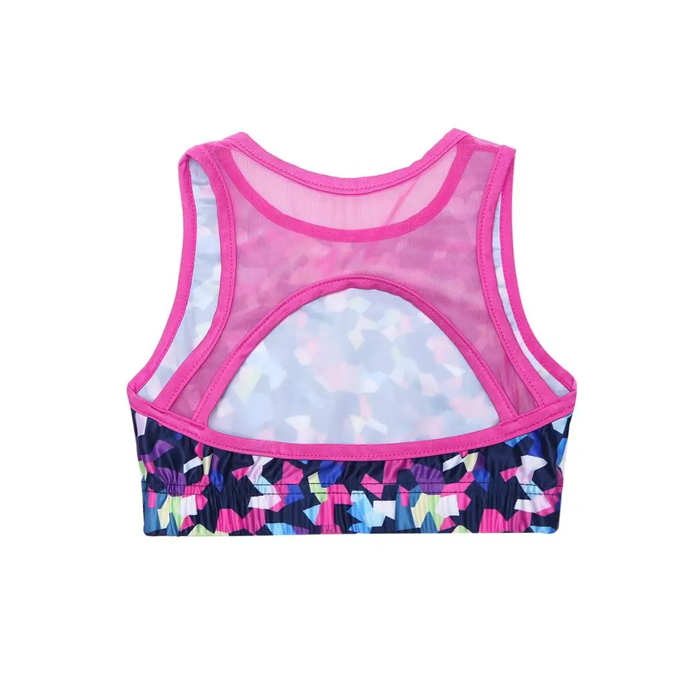 Kids Girls Sportswear Set Dance Exercise Fitness Athleticwear Outfit Digital Print Sleeveless Mesh Tanks Crop Top With Leggings