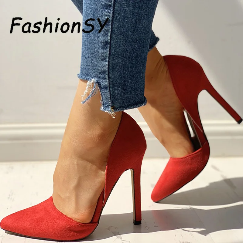 Туфли-лодочки на тонком высоком каблуке новые пикантные женские разноцветные