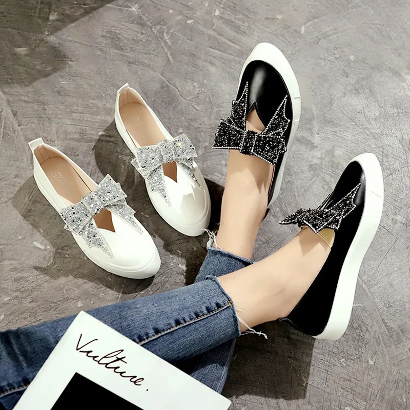 Spring/Autumn The New Casual Women Shoes Fashion Butterfly-knot Slip-On Round Toe Breathable Shallow Summer Solid Concise Flat