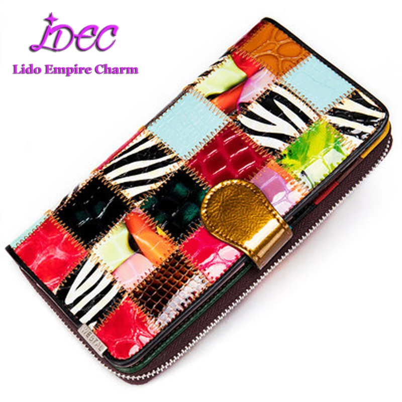 

New Fashion Women's Wallet Mobile Bag Lattice Multicolor Genuine Leather Wallet