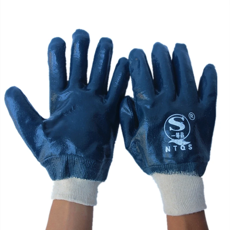 Нитриловые перчатки темно синие утолщенные резиновые водонепроницаемые