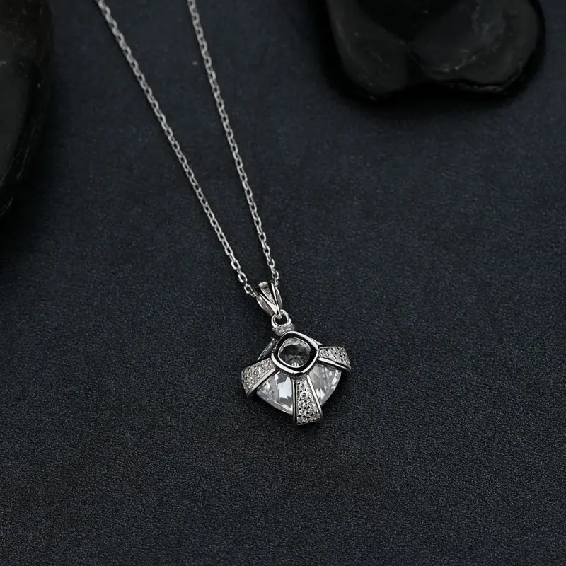 

Jazaz 100% 925 Sterling Silver Square White Simple Pendant Necklaces For Women Anniversary Girl Party Fine Jewelry Gifts B0610