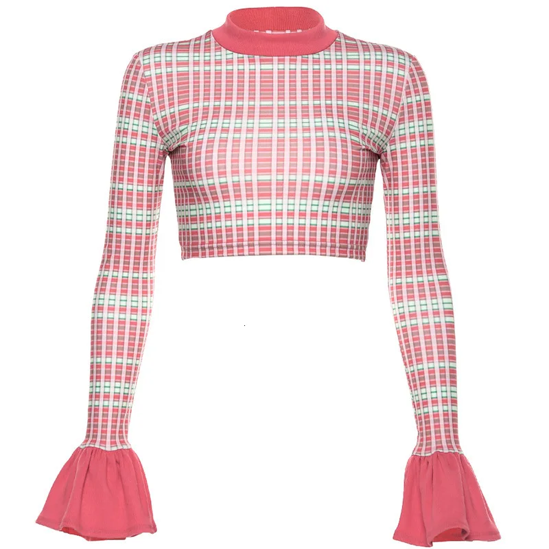 

Women's Sweaters Ladies Fashion Autumn Winter Casual Knitwear Slim Fit Long Ruffle Sleeve Stripe O-neck Knitted Sweater Tops