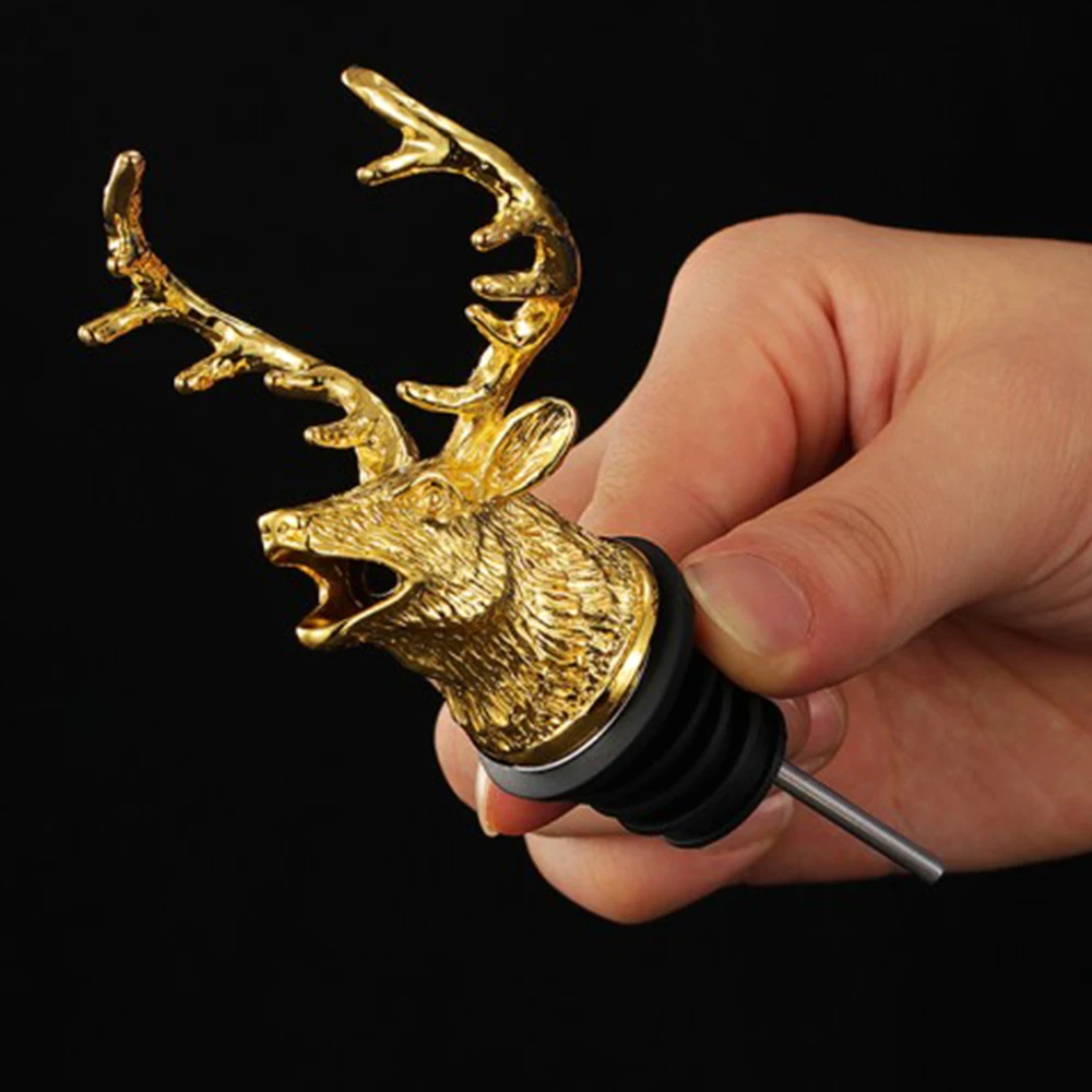 

2 Styles of Deer Head Wine Mouth Deer Head Wine Guide Pour Wine Stopper Zinc Alloy Wine Stopper Bartender Tool Wine Accessories