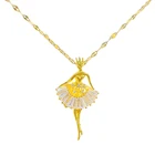 Ожерелье с подвеской в виде танцующей девушки для женщин Стразы золотая ювелирная цепочка из нержавеющей стали вечерние на день рождения для дочери
