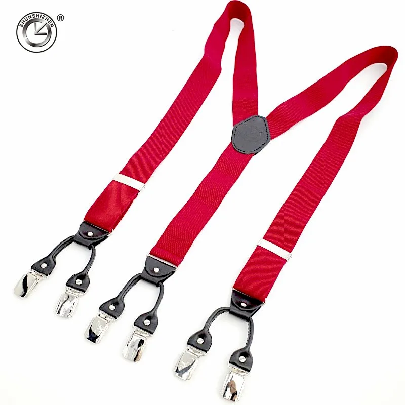 Лидер продаж 2020 мужские подтяжки с 6 зажимами хорошего качества | Аксессуары для