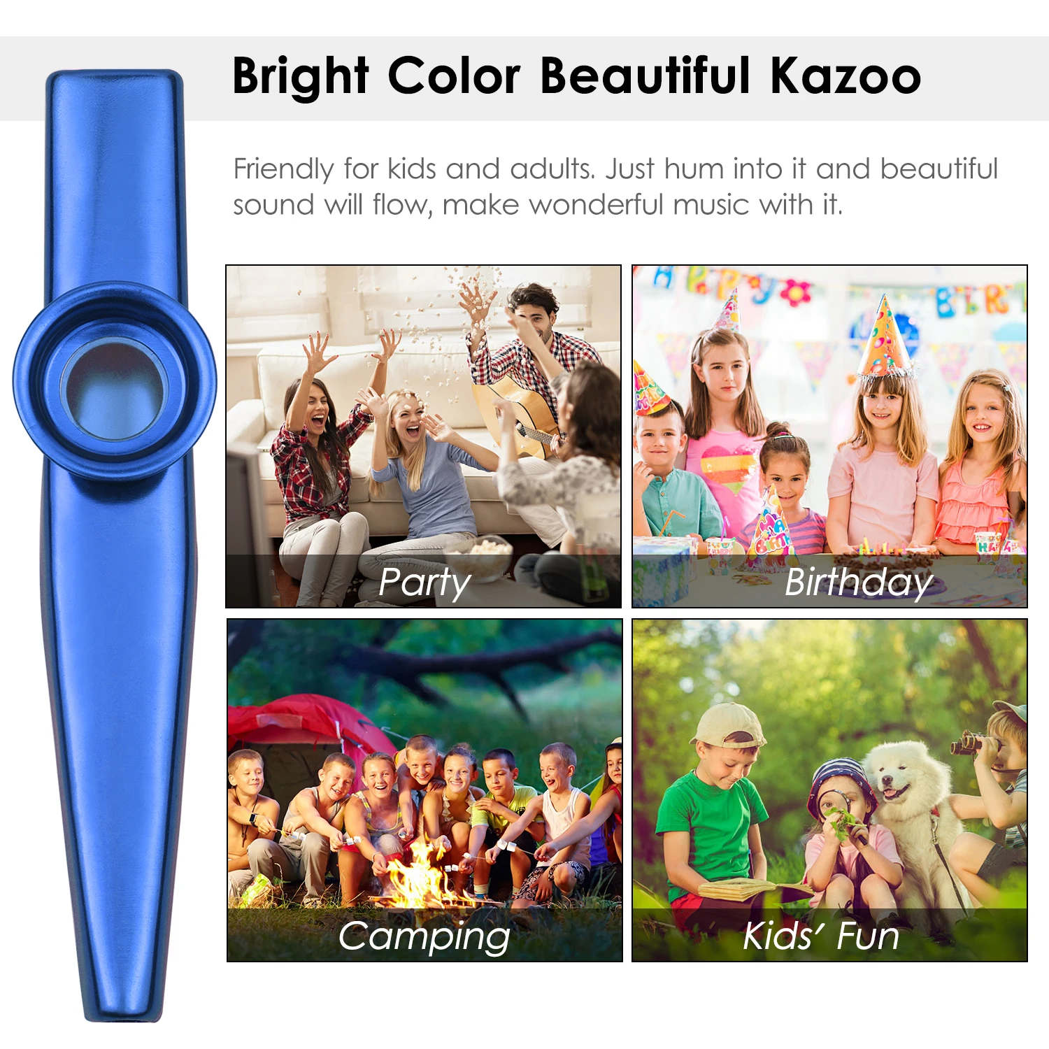 

Muslady Kazoo Aluminum Alloy Metal Musical Instrument with 6 Colours Portable Gifts for Child Adult Beginner Design Lightweight