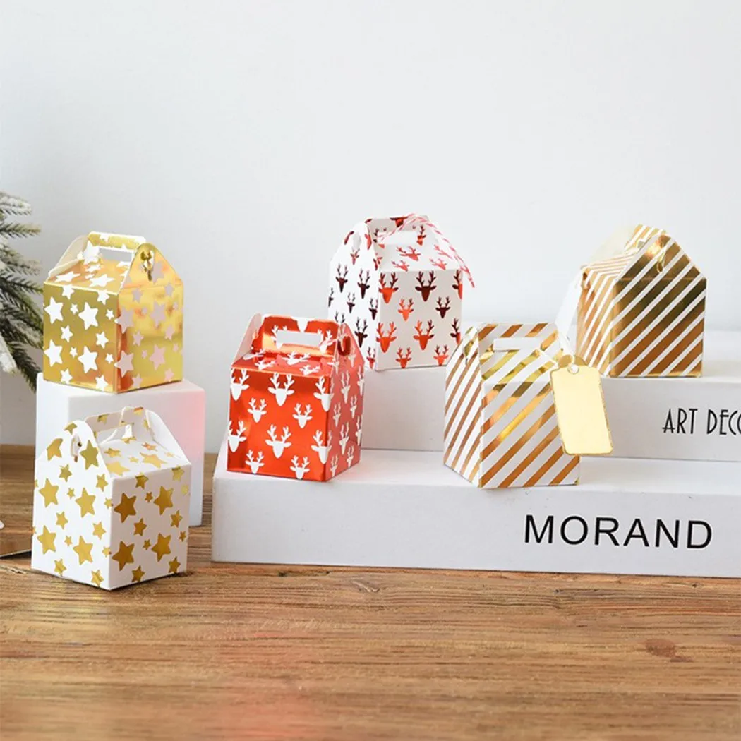

4pc Christmas Gift Box Creative Candy Box Kraft Jewelry Candy Box Craft Paper Wedding Favor Gift Box Xmas Party Favour Gift Box