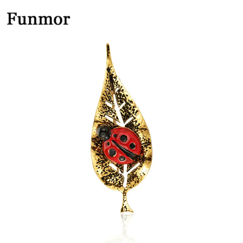 Женская эмалированная брошь в форме листа божьей коровки|Броши| |
