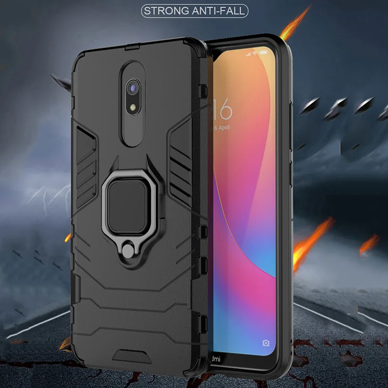 Кольцо Броня чехол для Redmi 8 Чехол резиновый бампер магнитный автомобильный