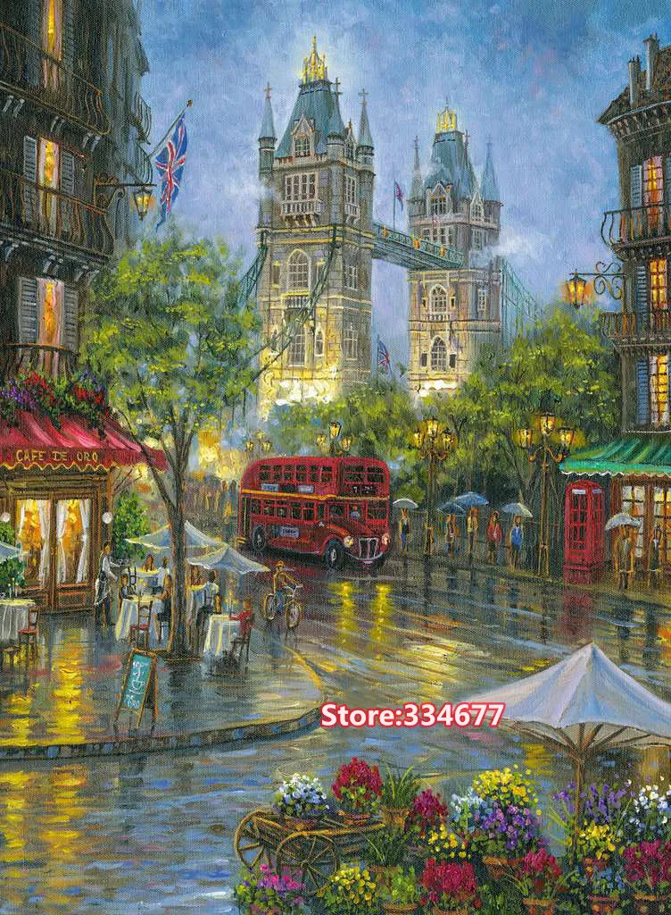 

Painting Oil Cross Stitch Kits 14CT Unprinted Scenery London with Big Ben Embroidered Art Counted Set Wall Home Decor Handmade
