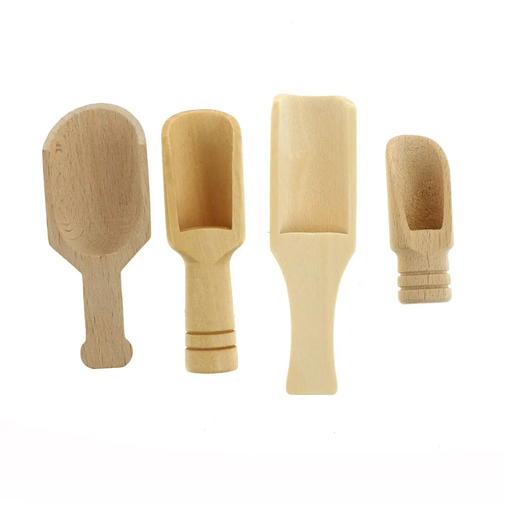 

New Wooden Scoops Bath Salt Spoon Candy Flour Spoon Scoops Kitchen Utensils Bath Shower SPA Tool Laundry Detergent Powder Spoon