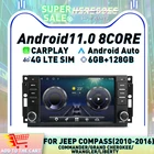 Carplay Android 11,0 автомобильный DVD-плеер 4G LTE для Jeep Compass Commander Wrangler Chrysler Sebring навигация GPS мультимедийное радио