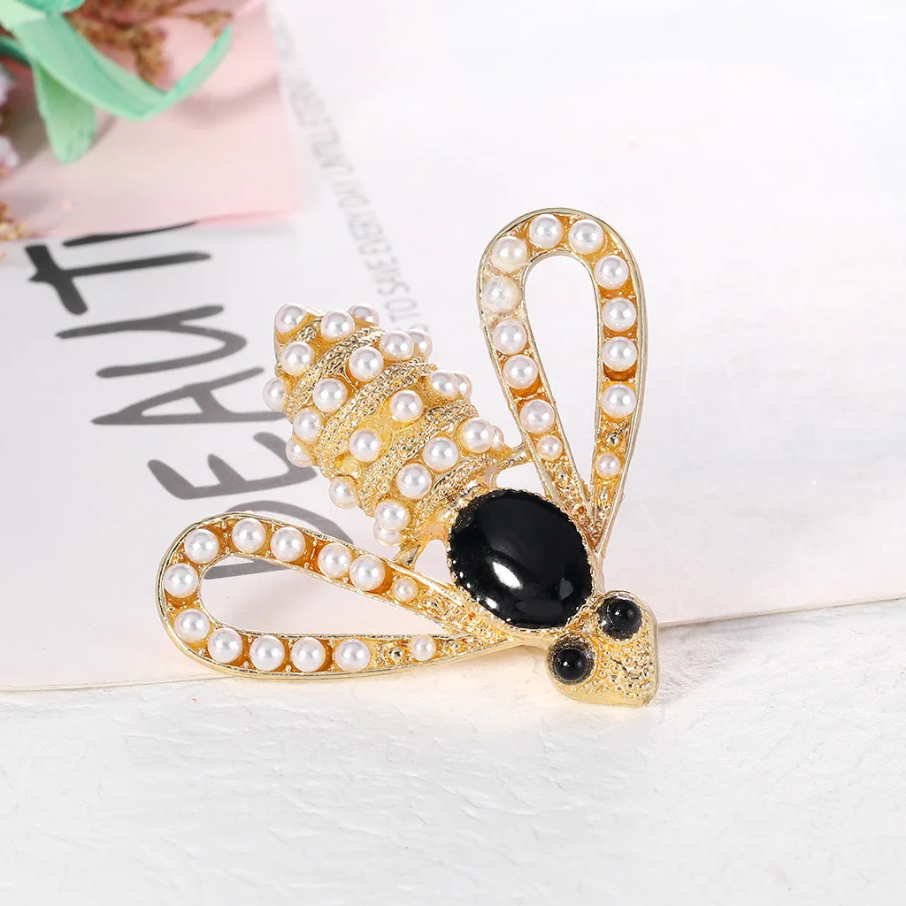 TaoHill Gold стразы броши в виде пчел для женщин мужчин насекомое Black EyesParty
