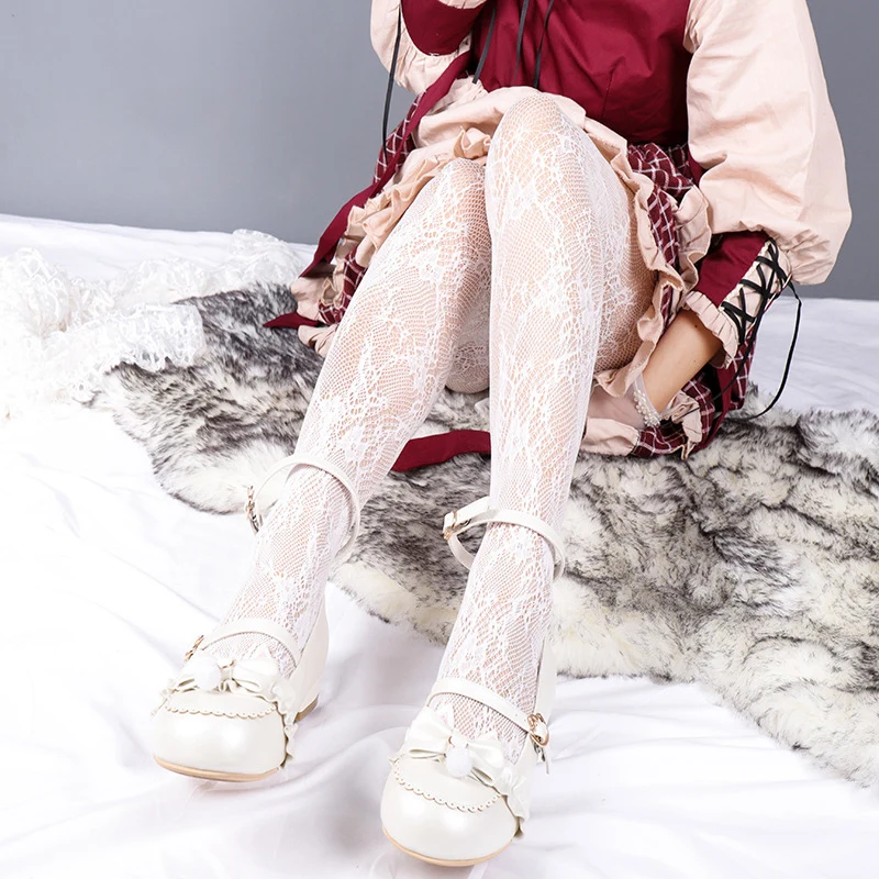 Сексуальные прозрачные женские колготки винтажные кружевные в сеточку с цветами