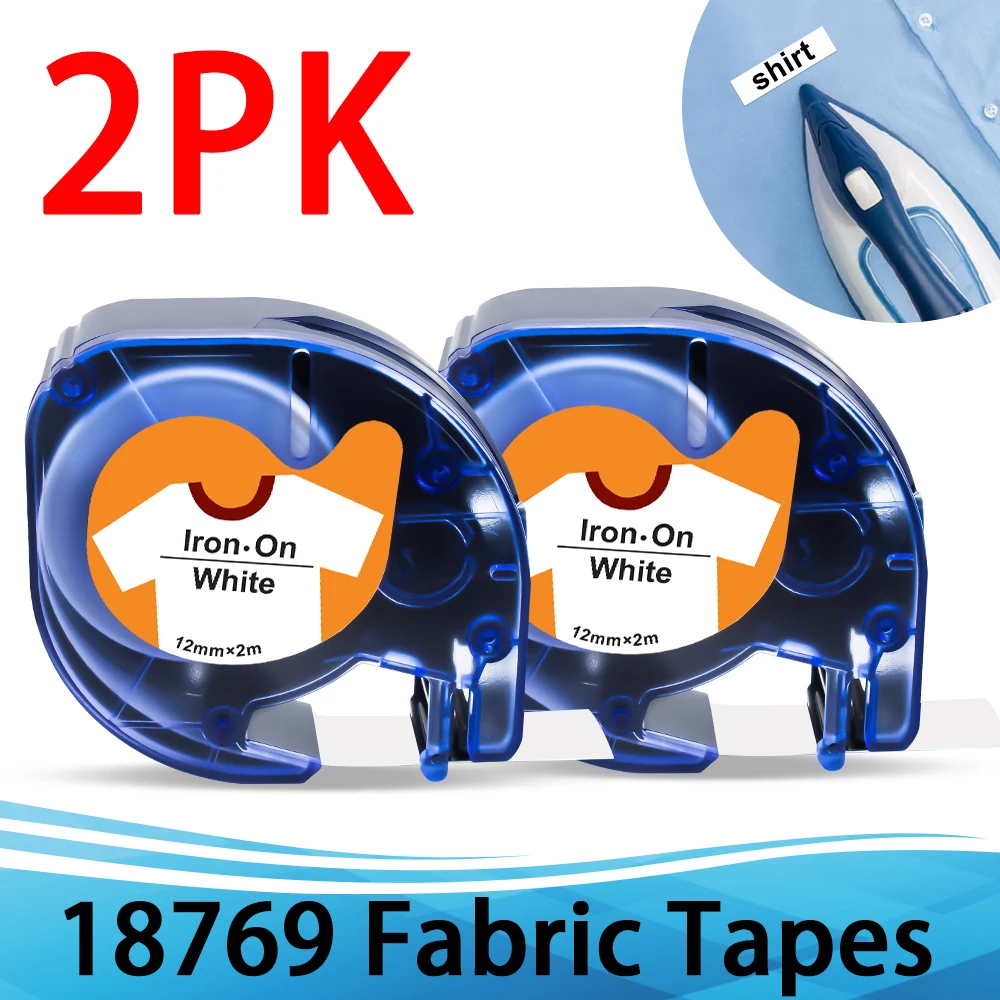 

Ленты тканевые 18769, 2 шт., совместимые с Dymo Letratag 18769 18773 18777 12 мм, лента LT черного и белого цвета для Dymo LT-100H LT100T